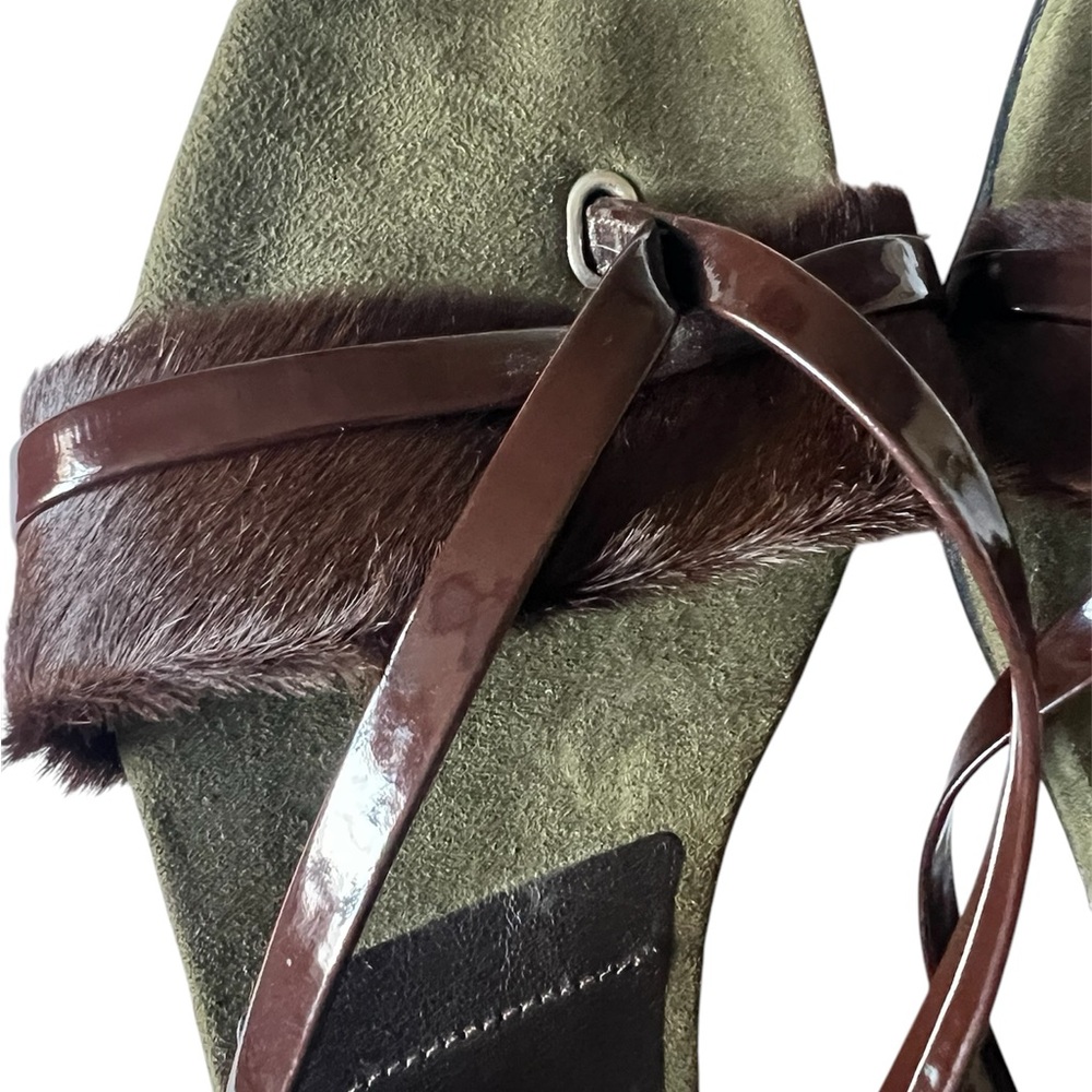 Robert Clergerie Women's Brown fur and leather strappy NWOT Sandals - Picture 3 of 9